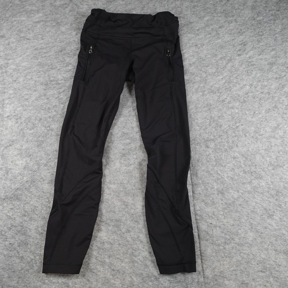 Lululemon Leggings Womens 4 Black Run Inspire Crop Yoga Gym Workout 23"